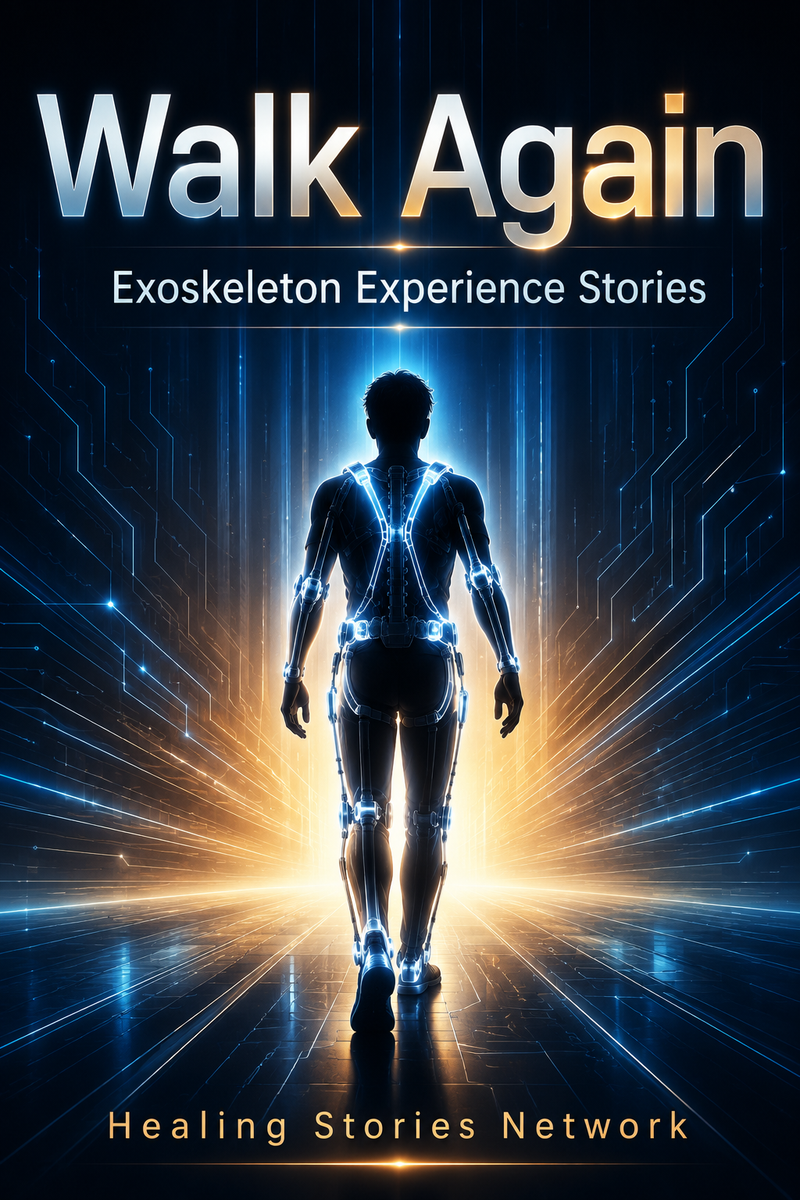 Walk Again: Exoskeleton Experience Stories — ebook cover (Exoskeleton / Robotic Mobility stories), Healing Stories Network