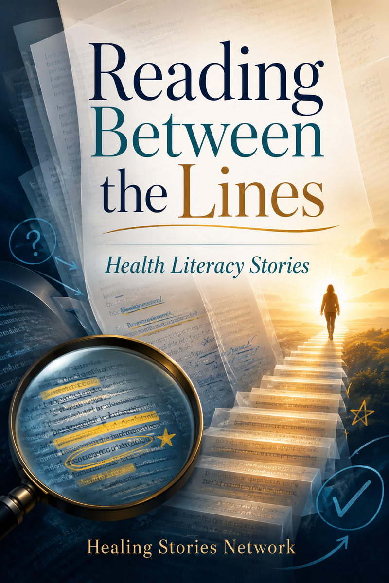 Reading Between the Lines: Health Literacy Stories — ebook cover (Health Literacy stories), Healing Stories Network