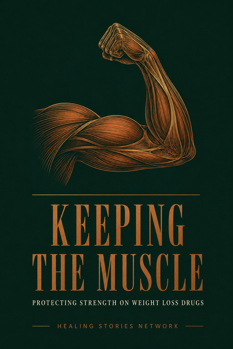 Keeping the Muscle: Protecting Strength on Weight Loss Drugs — ebook cover (Muscle Preservation stories), Healing Stories Network