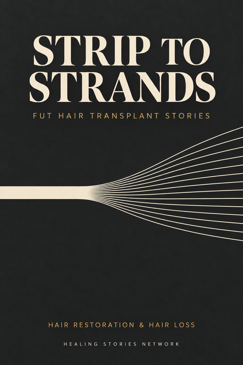 Strip to Strands: FUT Hair Transplant Stories — Hair Restoration & Hair Loss — Healing Stories Network book cover