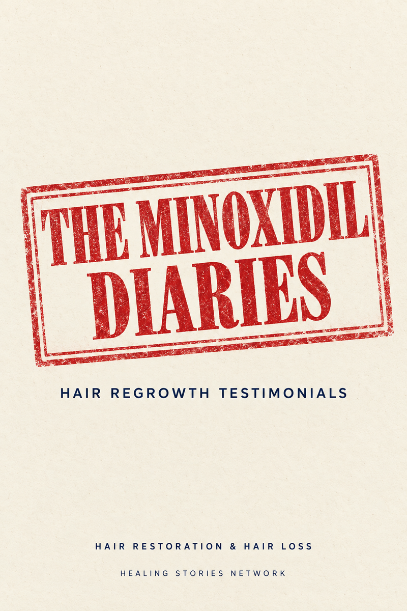 The Minoxidil Diaries: Hair Regrowth Testimonials — Hair Restoration & Hair Loss — Healing Stories Network book cover