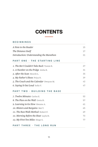 Contents page 1 of 26.2 Stories: the 50 Marathon Running stories in this volume
