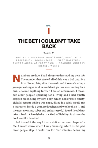 Sample page 1 from 26.2 Stories — a first-person Marathon Running story