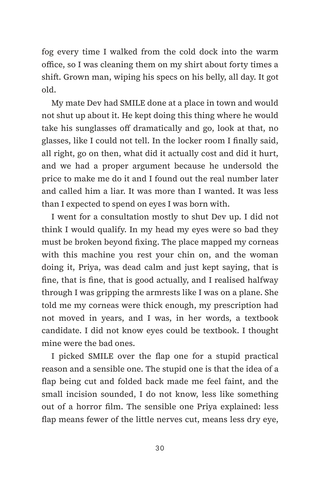 Sample page 2 from A Smaller Cut — a first-person SMILE Vision Correction story