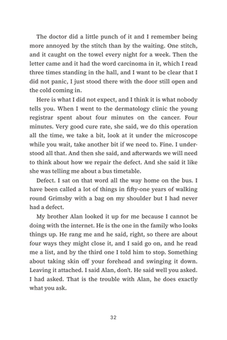 Sample page 2 from After the Excision — a first-person Mohs Reconstruction story