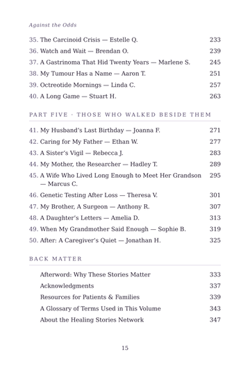Sample page 3 from Against the Odds: Pancreatic Cancer Stories