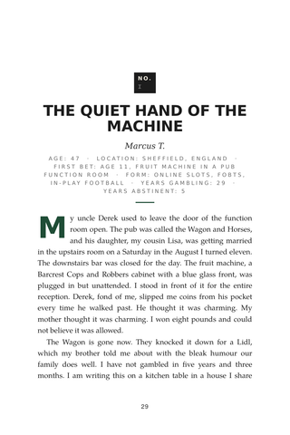 Sample page 1 from All In on Recovery — a first-person Gambling Addiction story