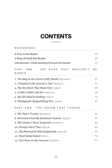Sample page 1 from Around the Mouth: Perioral Dermatitis Recovery Stories