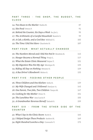 Contents page 2 of Back to Real Food: the 50 Ultra-Processed-Free Eating stories in this volume