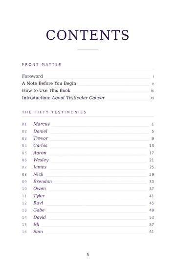 Sample page 1 from Below the Belt: Testicular Cancer Stories