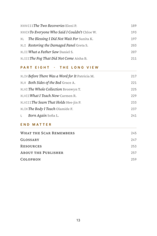 Contents page 3 of Born Again: the 50 VBAC (Vaginal Birth After C-Section) stories in this volume
