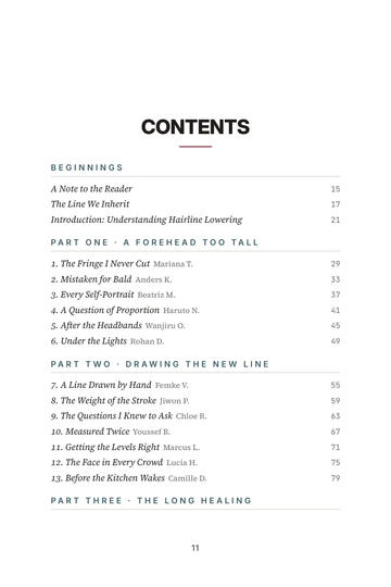 Sample page 1 from Bringing It Forward: Hairline Lowering Stories
