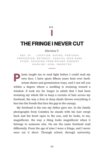 Sample page 3 from Bringing It Forward: Hairline Lowering Stories