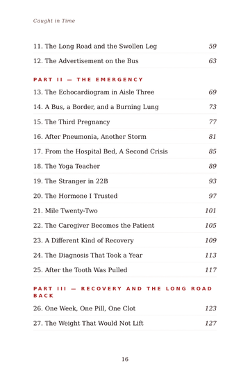 Sample page 2 from Caught in Time: Pulmonary Embolism Survival Stories