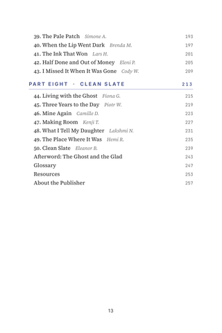 Contents page 3 of Clean Slate: the 50 Laser Tattoo Removal stories in this volume