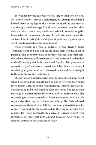 Sample page 2 from Clot Survivors — a first-person Deep Vein Thrombosis story