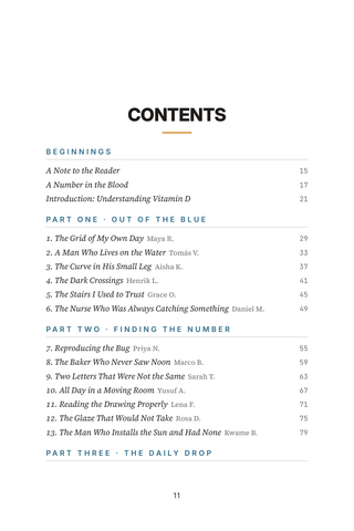Contents page 1 of D-Day: the 50 Vitamin D Deficiency stories in this volume