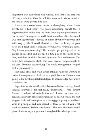 Sample page 2 from Defining Moments — a first-person Chin Implant / Genioplasty story