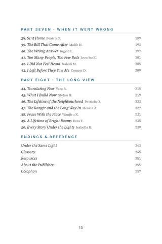 Contents page 3 of ER Stories: the 50 Emergency Room Experience stories in this volume