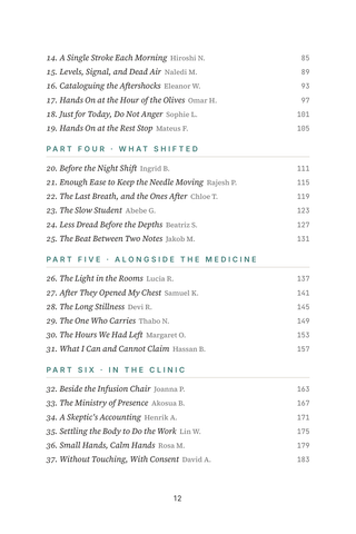 Contents page 2 of Energy Flow: the 50 Reiki stories in this volume