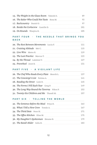 Contents page 2 of Epi-Saved: the 50 Anaphylaxis Survivors stories in this volume