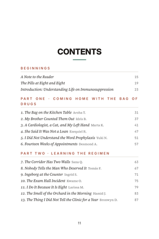 Contents page 1 of Guarding the Gift: the 50 Post-Transplant Living stories in this volume