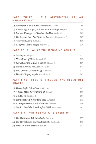 Contents page 2 of Guarding the Gift: the 50 Post-Transplant Living stories in this volume