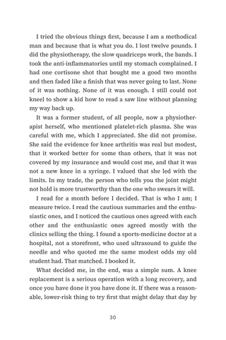 Sample page 2 from Healing the Joint — a first-person Regenerative Orthopedics story