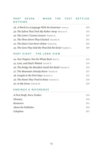 Sample page 3 from In My Genes: Genetic Testing Experience Stories