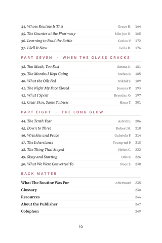 Contents page 3 of K-Beauty Converts: the 50 Korean Skincare Routines stories in this volume