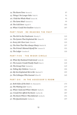 Contents page 2 of Late Discovery: the 50 Adult Autism Diagnosis stories in this volume