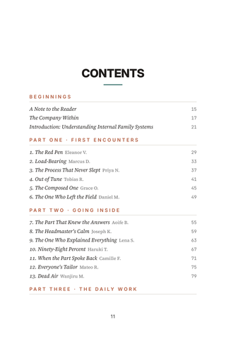 Contents page 1 of Meeting the Parts: the 50 Internal Family Systems stories in this volume