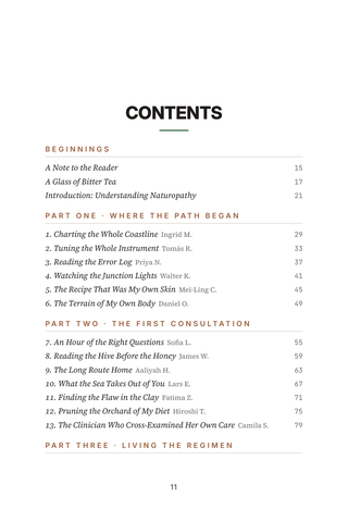 Contents page 1 of Nature's Way: the 50 Naturopathy stories in this volume