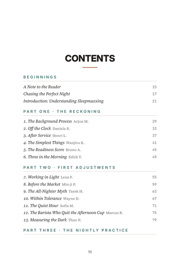 Sample page 1 from Optimizing the Night: Sleepmaxxing Stories