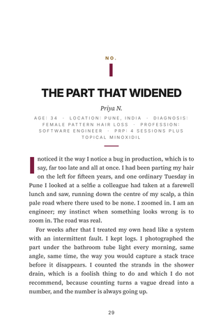 Sample page 1 from Platelet Power — a first-person PRP for Hair Loss story