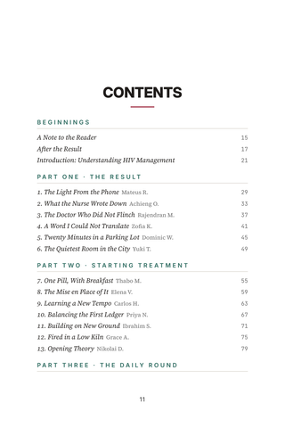 Contents page 1 of Positive Living: the 50 HIV Management stories in this volume