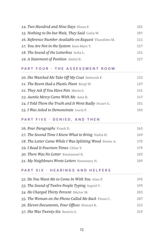 Contents page 2 of Proving the Invisible: the 50 Disability Benefits stories in this volume