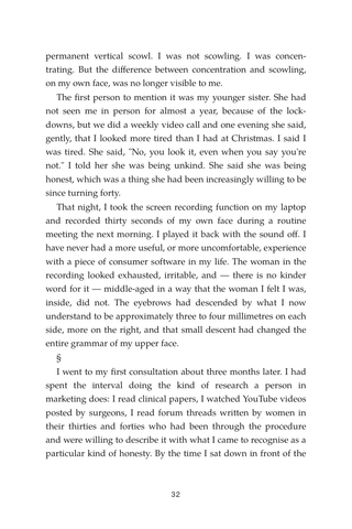 Sample page 2 from Raising Expectations — a first-person Brow Lift story