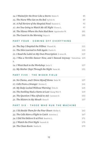 Contents page 2 of Resetting the Immune System: the 50 CAR-T for Autoimmune stories in this volume
