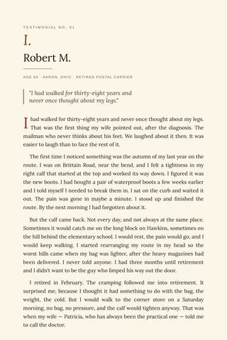 Sample page 1 from Restoring the Flow — a first-person Peripheral Artery Disease story
