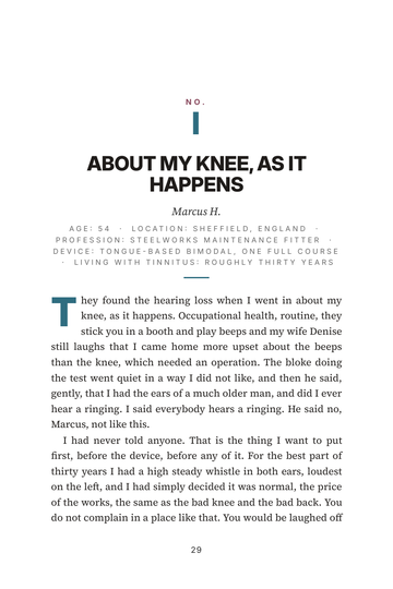 Sample page 3 from Retraining the Ringing: Bimodal Tinnitus Device Stories