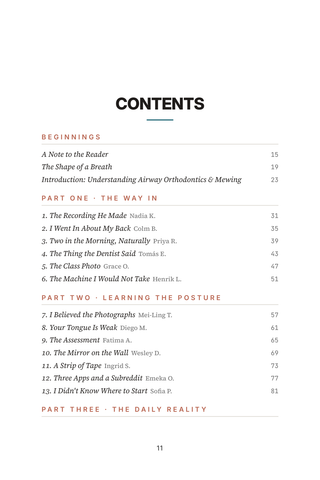 Contents page 1 of Room to Breathe: the 50 Airway Orthodontics stories in this volume