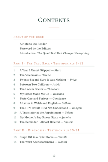 Sample page 1 from Screening Saved Me: Cervical Cancer Stories