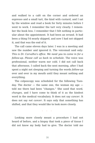 Sample page 2 from Screening Saved Me — a first-person Cervical Cancer story