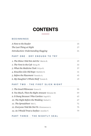 Contents page 1 of Sealed Overnight: the 50 Slugging stories in this volume