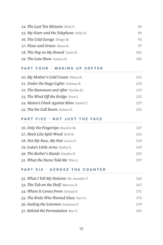 Contents page 2 of Sealed Overnight: the 50 Slugging stories in this volume