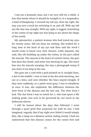 Sample page 2 from Seeing Through — a first-person Macular Degeneration in Seniors story