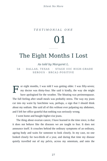 Sample page 4 from Silent No More: Ovarian Cancer Survivor Stories