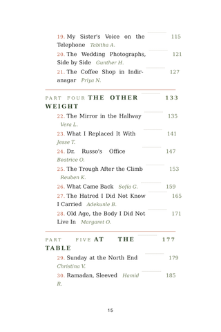 Contents page 3 of Sleeved for Success: the 50 Gastric Sleeve Surgery stories in this volume