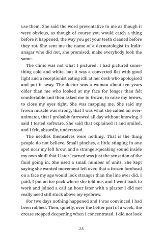 Sample page 2 from Starting Early — a first-person Preventative Botox story